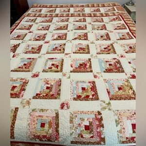 Queen Large Log Cabin quilt Moda cotton fabric